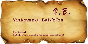 Vitkovszky Balázs névjegykártya